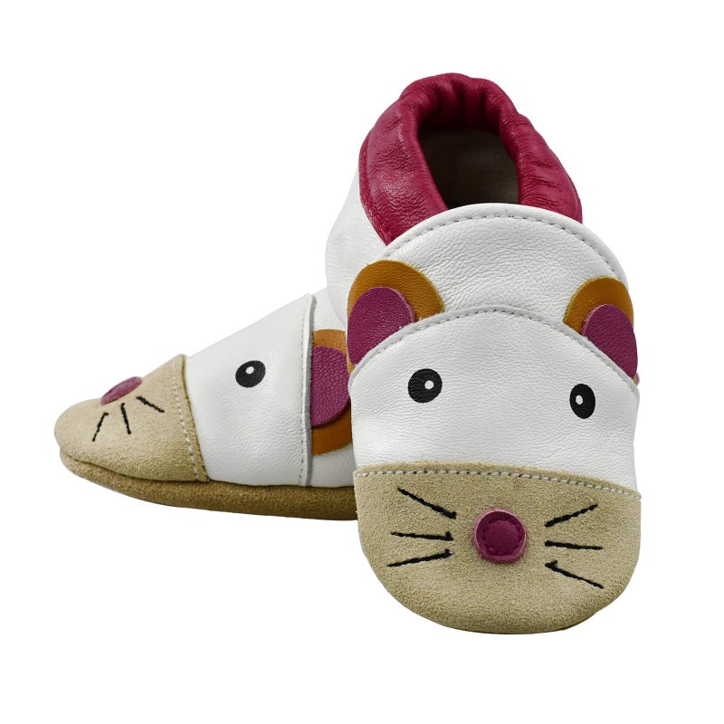 iEvolve Baby Leather Shoes Soft First Walker Shoes Crib Shoes Moccasins for Toddlers(Beige Mouse, 0-6 Months) - Image 3
